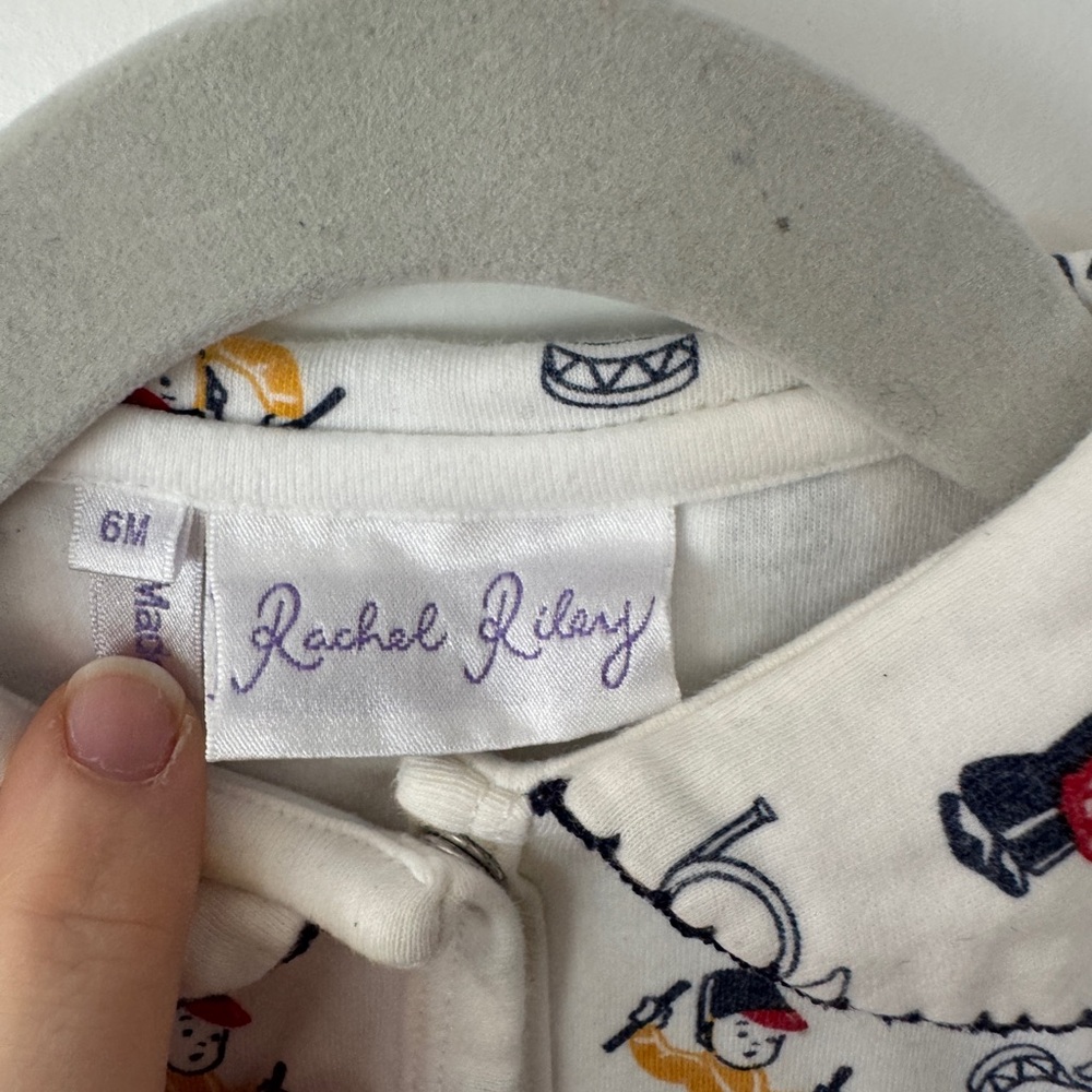 Rachel Riley White and Red Patterned Kids Footie - Picture 2 of 2